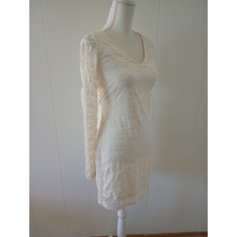 Lace Mini Dress Juniors Large Ivory Floral Y2K Cut Out Back Fairycore Forever 21